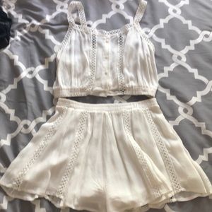 White crop top and short set
